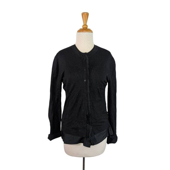Lida Baday M Black Cardigan Jacket Top Sparkly Career Elegant Unfinished Edges - Picture 1 of 7